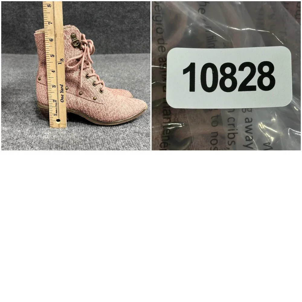 Joyfolie Boots Girls 12 Pink Eliza Lace Up Ankle Combat Studded Zip Lined
